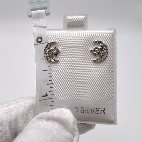 Sterling Silver Moon & Star Earrings - Picture 8 of 14